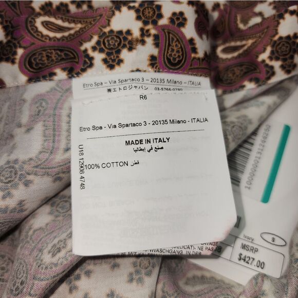 NWT Etro Long Sleeve Button Up Shirt - Mens - Picture 13 of 13